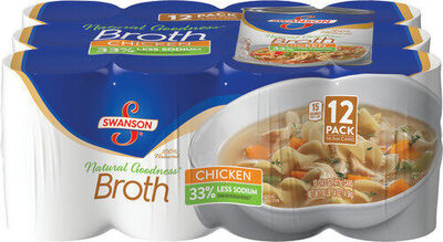 Swanson Natural Goodness 33% Less Sodium Chicken Broth, 14.5 oz Can (Pack of 12)