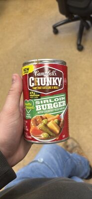 Campbell's Chunky Healthy Request Sirloin Burger With Country Vegetables Beef Soup, 18.8 oz Can