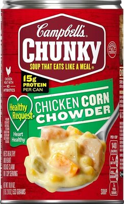 Campbell's Chunky Soup, Healthy Request Chicken Corn Chowder Soup, 18.8 Oz Can