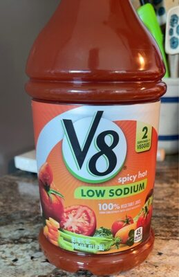 V8 Low Sodium Spicy Hot 100% Vegetable Juice, 46 fl oz Bottle