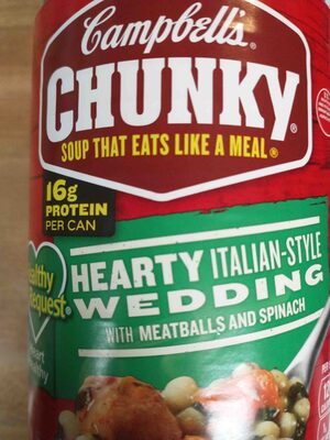Campbell's Chunky Healthy Request Soup, Hearty Italian Wedding Soup with Meatballs and Spinach, 18.6 oz Can
