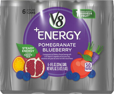V8 Energy Pomegranate Blueberry Energy Drink, 8 fl oz Can (6 Pack)