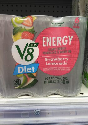 V8 Energy Diet Strawberry Lemonade Juice Energy Drink, 8 fl oz Can (6 Pack)