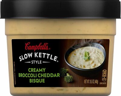 Campbell's Slow Kettle Style Creamy Broccoli Cheddar Bisque, 15.5 oz Microwavable Bowl