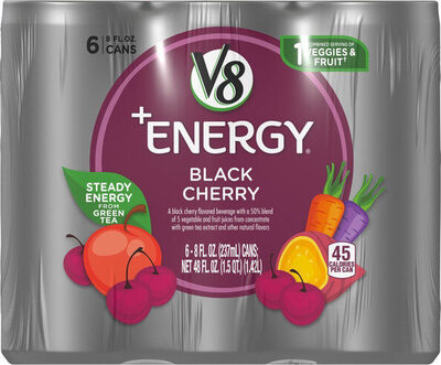 V8 Energy Black Cherry Energy Drink, 8 fl oz Can (6 Pack)