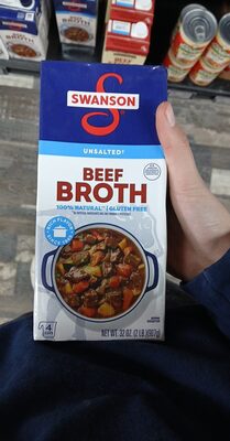 Swanson Unsalted Beef Broth, 32 oz Carton