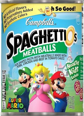 SpaghettiOs Super Mario Bros Canned Pasta with Meatballs, 15.6 oz Can