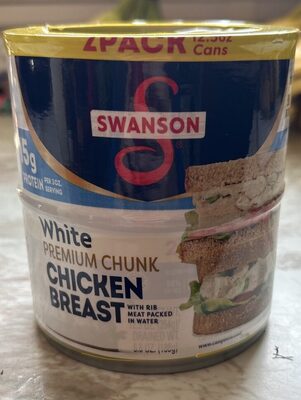 Swanson White Premium Chunk Chicken Breast with Rib Meat in Water, 12.5 oz. (Pack of 2)