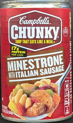 Campbell's Chunky Soup, Minestrone with Italian Sausage Soup, 18.8 Oz Can