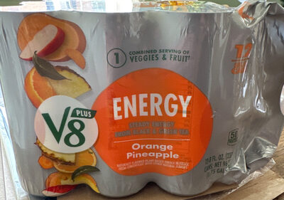 V8 Energy Orange Pineapple Energy Drink, 8 fl oz Can (12 Pack)