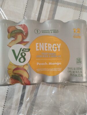 V8 Energy Peach Mango Energy Drink, 8 fl oz Can (12 Pack)