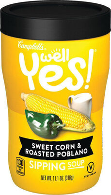 Campbell's Well Yes! Sipping Soup, Sweet Corn and Roasted Poblano Soup, 11.1 Oz Microwavable Cup