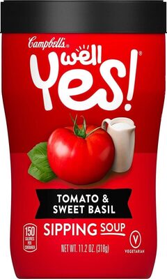 Campbell's Well Yes! Sipping Soup, Tomato and Sweet Basil Soup, 11.2 Oz  Microwavable Cup
