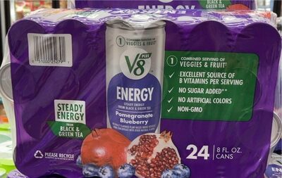 V8 Energy Pomegranate Blueberry Juice Energy Drink, 8 fl oz Can (24 Pack)