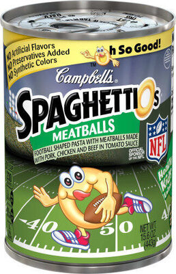 SpaghettiOs Football Shaped Canned Pasta with Meatballs, 15.6 oz Can