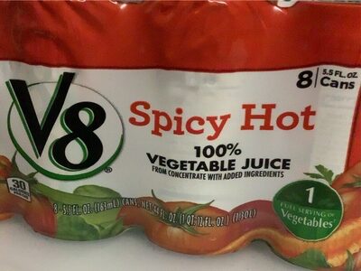 V8 Spicy Hot 100% Vegetable Juice, 5.5 fl oz Can (8 Pack)