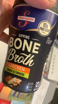 Swanson Sipping Chicken Bone Broth With Ginger and Turmeric, 10.75 oz Microwavable Cup
