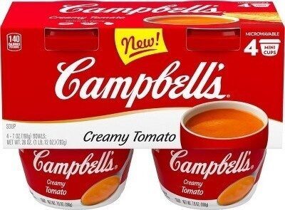 Campbell's Creamy Tomato Soup, 7 oz. Microwavable Bowl (Pack of 4)