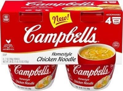 Campbell's Homestyle Chicken Noodle Soup, 7 oz Bowl (4 Pack)