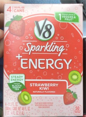 V8 +Energy Sparkling Strawberry Kiwi Juice Energy Drink, 11.5 fl oz Can (4 Pack)