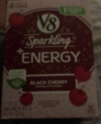 V8 +Energy Sparkling Black Cherry Juice Energy Drink, 11.5 fl oz Can (4 Pack)