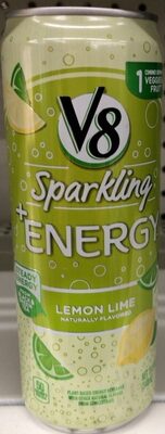 V8 +Energy Sparkling Lemon Lime Juice Energy Drink, 11.5 fl oz Can