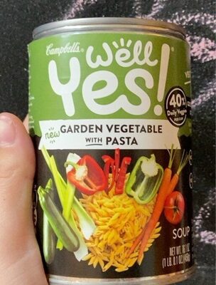 Campbell's Well Yes! Garden Vegetable Soup With Pasta, 16.1 Oz Can
