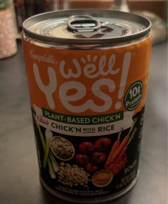 Campbell's Well Yes! Plant-Based Chick'n with Rice Soup, 16.3 Oz Can