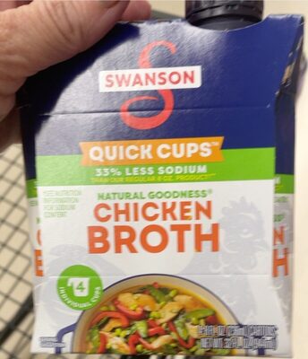 Swanson Natural Goodness 33% Less Sodium Chicken Broth, 8 oz Quick Cups (Pack of 4)
