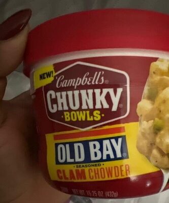 Campbell's Chunky Soup, OLD BAY Seasoned Clam Chowder, 15.25 oz Microwavable Bowl
