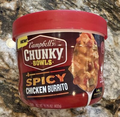 Campbell's Chunky Spicy Chicken Burrito Soup, 15.25 oz Bowl