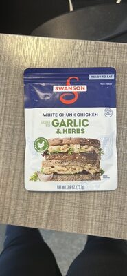 Swanson Garlic and Herbs White Chunk Fully Cooked Chicken, 2.6 OZ Pouch