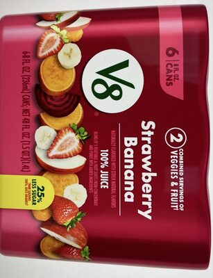 V8 Strawberry Banana 100% Fruit and Vegetable Juice, 8 fl oz Can (6 Pack)