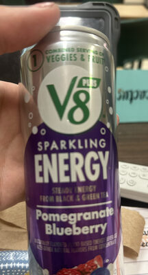 V8 +Energy Sparkling Pomegranate Blueberry Juice Energy Drink, 11.5 fl oz Can