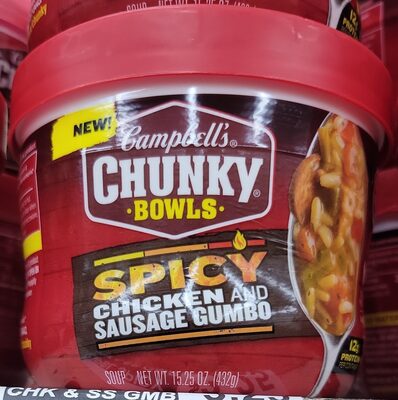 Campbell's Chunky Soup, Spicy Chicken & Sausage Gumbo Soup, 15.25 oz Microwavable Bowl