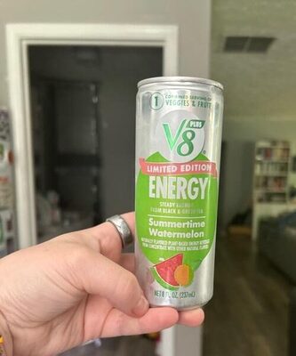 V8 +Energy Limited Edition Summertime Watermelon Juice Energy Drink, 8 fl oz Can