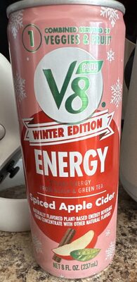 V8 +Energy Spiced Apple Cider Juice Energy Drink, 8 fl oz Can