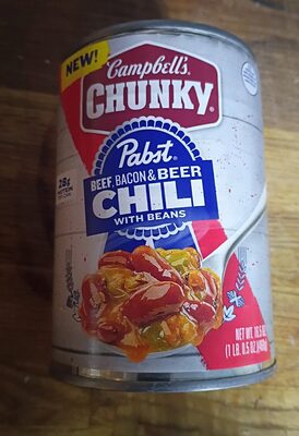 Campbell's Chunky x Pabst Blue Ribbon Beef, Bacon & Beer Chili with Beans, 16.5 oz Can
