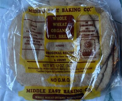 Whole Wheat Organic Pita Bread, Whole Wheat