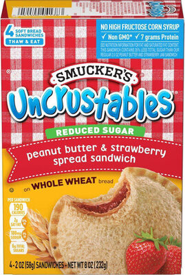 Peanut Butter & Strawberry Spread Sandwich On Whole Wheat Bread, Peanut Butter & Strawberry