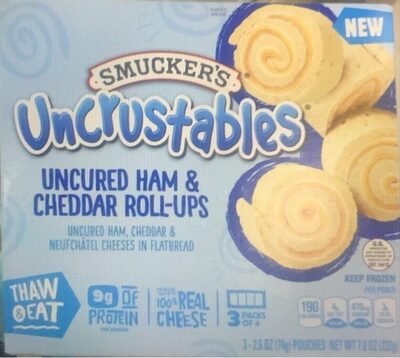 Uncured Ham, Cheddar & Neufchatel Cheeses In Flatbread Roll-Ups, Uncured Ham & Cheddar