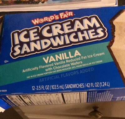 Vanilla Low Fat Ice Cream With Chocolate Wafers Ice Cream Sandwiches, Vanilla