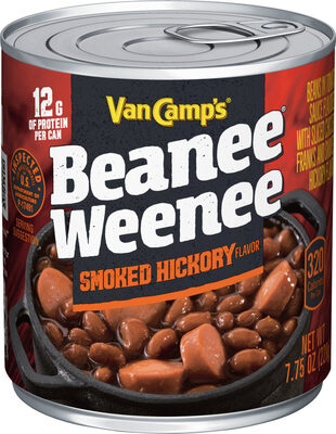 Van Camp's Smoked Hickory Beanee Weenee, 12g Protein Per Serving, Canned Food, 7.75 oz. Can