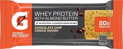 Chocolate Chip Cookie Dough Flavored Lower Sugar Whey Protein Bar With Almond Butter, Chocolate Chip Cookie Dough