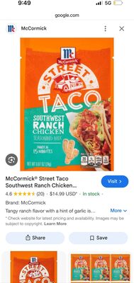 Southwest Ranch Chicken Street Taco Seasoning Mix, Southwest Ranch Chicken