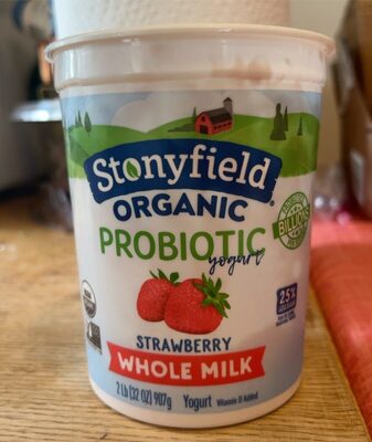 Strawberry Organic Whole Milk Probiotic Yogurt, Strawberry