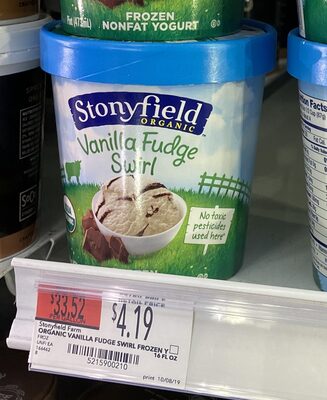 Vanilla Fudge Swirl Whole Milk Frozen Yogurt, Vanilla; Fudge