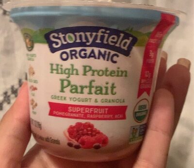 Superfruit Pomegranate, Raspberry, Acai, Organic High Protein Parfait Greek Low Fat Yogurt & Granola, Pomegranate, Raspberry, Acai