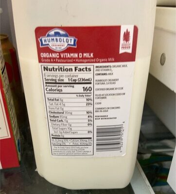 Organic Vitamin D Milk
