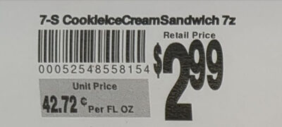 Vanilla Ice Cream Sandwich Between Two Chocolate Chip Soft Cookies, Vanilla, Chocolate Chip